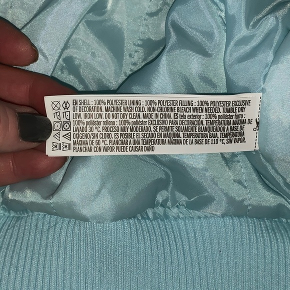 🔹BABY BLUE BOMBER JACKET, Satiny, Charlotte Russe - Picture 11 of 16